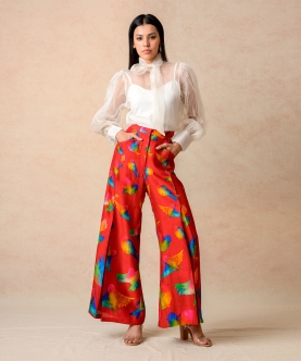 Organza Top With Flared Pants