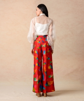 Organza Top With Flared Pants
