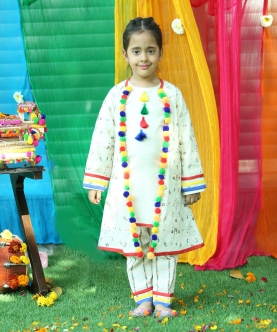 Colorful Embroidered Kurta And Jacket Set