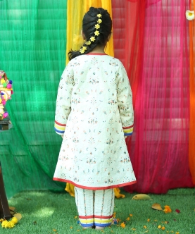 Colorful Embroidered Kurta And Jacket Set