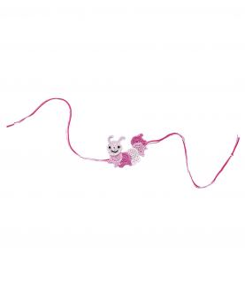 This And That By Vedika Hand Crocheted Cute Hungry Caterpillar Rakhi For Kids-Pink