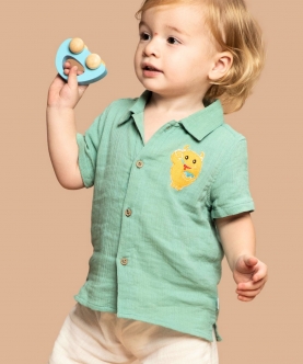 Crinkle Soft Double Cotton Shirt With White Pants