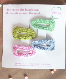 Handmade Crochet Set of 4 Hairclips