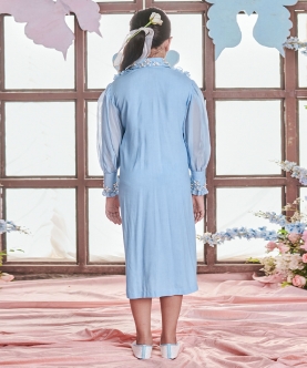 Giada - Ruffled Calf Length Shirt Dress