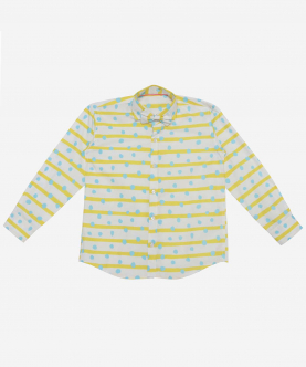 Classique Shirt Blue Dots And Yellow Stripes