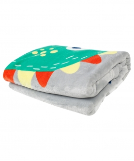 Cute Dino Grey Two-Ply Blanket