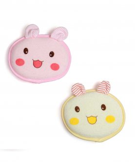 Baby Moo Smart Bunny Pink And Yellow 2 Pk Bath Sponge Pad With Handle