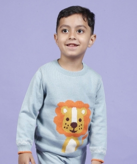 Delighted Lion Jacquard 100% Cotton Sweater