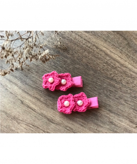 Double Flower Aliigator Clips - Fresh Pink