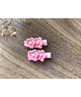 Double Flower Aliigator Clips - Pink