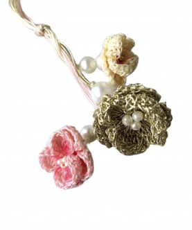 This And That By Vedika Hand Crocheted Cute Flower Rakhi Lumba For Girls-Pink