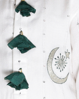 Embroidered Eid Mubarak Kurta with Pathani Salwar
