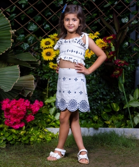 Shifali Blue Crop Top and Skirt  Set