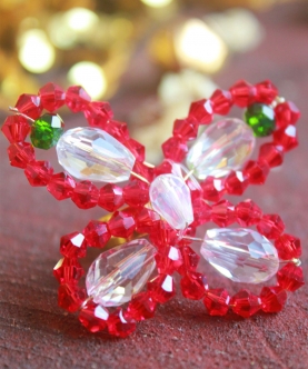 Embellished Butterfly Xmas Ring - Red