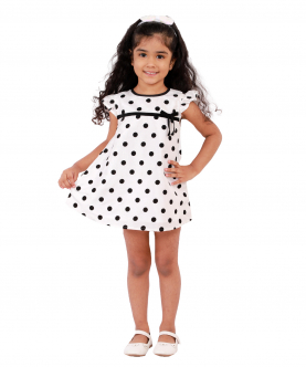 White Dress With Black Polko Dot