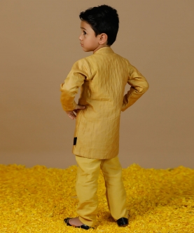 Yellow Handquilted Bandhgala