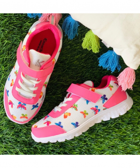 KazarMax Girl's White Multicolour Butterfly Comfortable Sports Sneakers