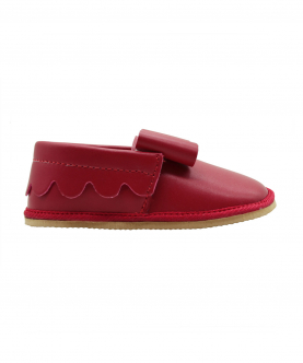 Red PU Bow Baby(Unisex) Booties - TOOTSIES 
