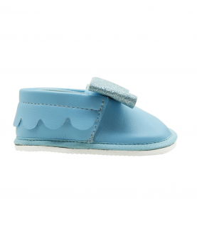 White Light Blue Bow Baby(Unisex) Booties - TOOTSIES 