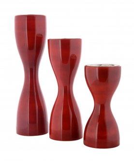 Triune Candle Holders Set Of 3 - Red
