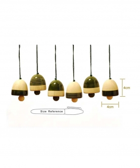 Handcrafted Wooden Christmas Decor -Bells Set Of 6 - Green