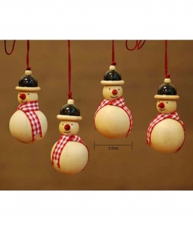 Handcrafted Wooden Christmas Decor - Snowman Set Of 4