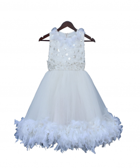 White Frock With Feathers