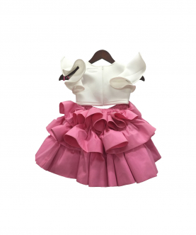 Doll Emblem Crop Top With Pink Skirt 