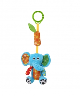 Smiley Elephant Blue Hanging Musical Toy