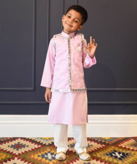 Lilac Embroidery Jacket With Kurta And Pant