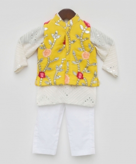 Mirror Embroidered kurta pyjama set 