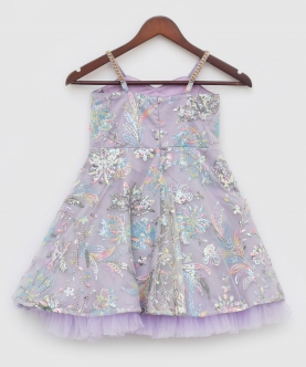 Lilac Sequins Embroidery Dress