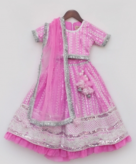 Hot Pink Embroidery Lehenga Choli