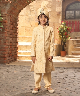 Gold Lucknowi Ajkan with Pant