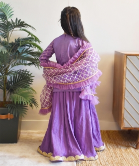 Purple Embroidery Kurti With Lehenga