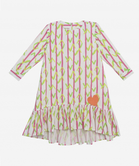 Field Of Dreams Dress Pink Stripes With V`S