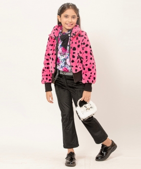One Friday Rosewood Animal Print Jacket For Kids Girls
