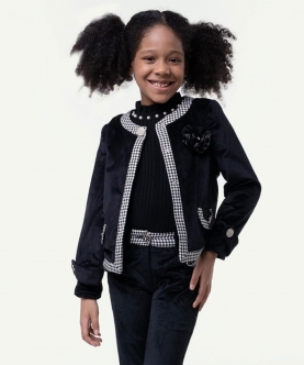 One Friday Houndstooth Noir Jacket For Kids Girls