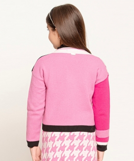 Pink Abstract Knitted Sweater Kids
