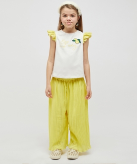 White Top With Yellow Sleeves