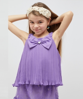 Purple Pleated Dress