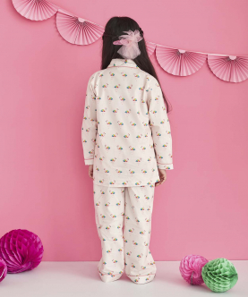 Tropical Flamingo Print Notch Collared Nightsuit