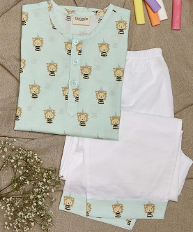 Round Neck Party Lion Print Nightsuit