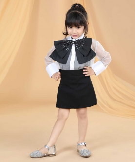 Top & Skirt With Embilleshed Bow And Inner