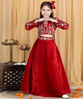 Velvet With Hand Embroidery On Blouse And Waist Belt