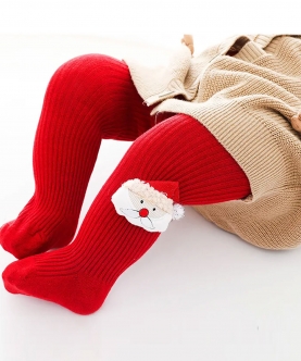 Glitter Santa Red Full Length Stockings/Tights For Christmas