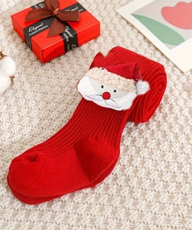Glitter Santa Red Full Length Stockings/Tights For Christmas