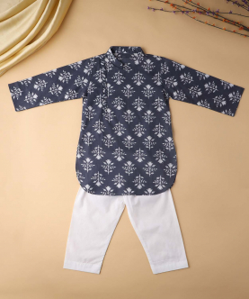 Grey Motifs Kurta Pajama Set 