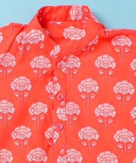 Red Motifs Kurta Pajama Set