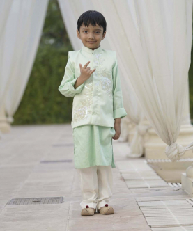 Green Sequins Embroidery Jacket And Kurta Pant